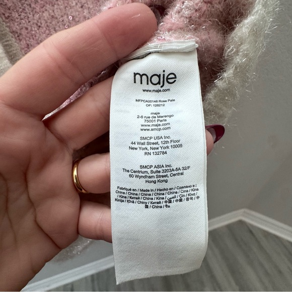 Maje 1 Mission Lurex Pink Gold Cardigan - Picture 4 of 5